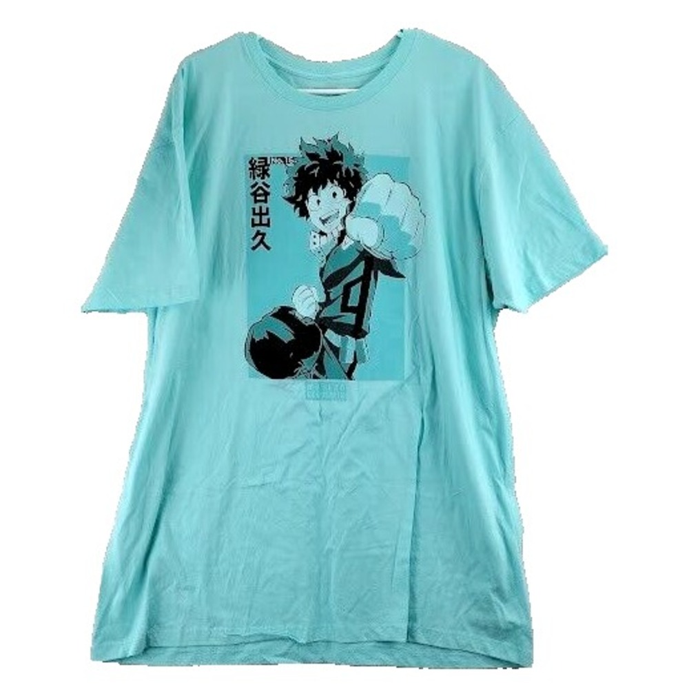 My Hero Academia Izuku Midoriya T Shirt Mens 2XL Aqua Green Anime Manga Graphic